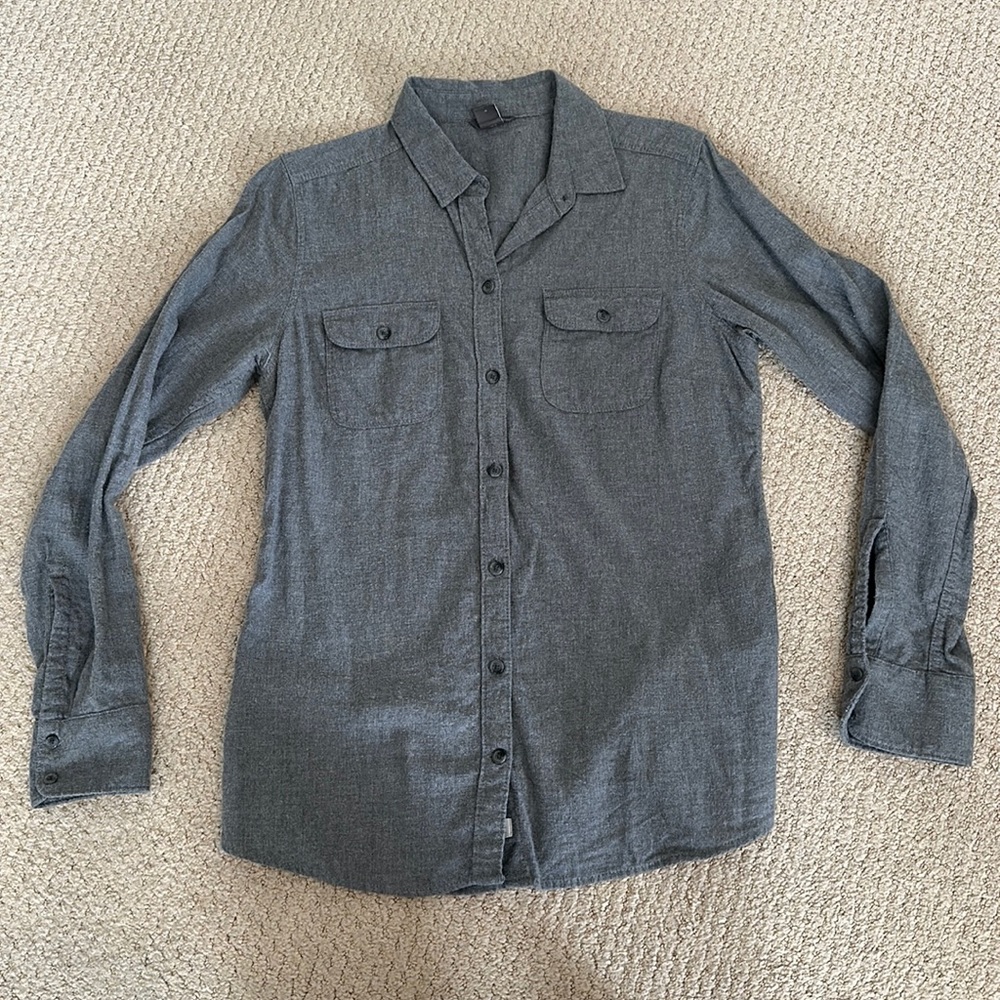 Eddie Bauer Gray Flannel Button Down